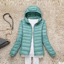 Women 90% White Duck Down Jacket Autumn Female Ultra Light Down Jackets Slim Solid Long Sleeve Hooded Parkas Candy Color