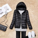 Women 90% White Duck Down Jacket Autumn Female Ultra Light Down Jackets Slim Solid Long Sleeve Hooded Parkas Candy Color