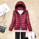 Women 90% White Duck Down Jacket Autumn Female Ultra Light Down Jackets Slim Solid Long Sleeve Hooded Parkas Candy Color