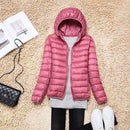 Women 90% White Duck Down Jacket Autumn Female Ultra Light Down Jackets Slim Solid Long Sleeve Hooded Parkas Candy Color
