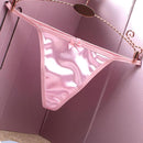Luxury Satin Women Thongs T-Back Sexy Large Size Elastic Underwear Briefs Low Waist Bow G-string Women Panties Lingerie