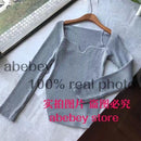 2020 new spring and summer fashion women clothes cashmere sqaure collar full sleeves elastic high waist sexy pullover WK080