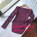 2020 new spring and summer fashion women clothes cashmere sqaure collar full sleeves elastic high waist sexy pullover WK080