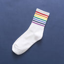 Fashion Socks Cotton Rainbow Stripes Christmas Gift Classic Warm Casual Tide Harajuku Funny Cute Pop Korean Socks For Women