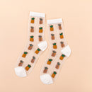Novelty Harajuku New Product Crystal Silk Tide Socks Funny Sunflowers Vines Flowers Happy Women Socks Casual High Quality Sox