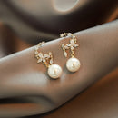 2021 New Arrival Crystal Trendy Women Dangle Earrings Simple Fashion Elegant Pearl Earring Female Rhinestone Temperament Jewelry