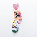 Occident Fashion Colorful Print Socks Women with Mushroom Spring Woman Socks Cotton Calcetines Mujer Meias 010202