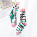 Occident Fashion Colorful Print Socks Women with Mushroom Spring Woman Socks Cotton Calcetines Mujer Meias 010202