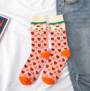 Occident Fashion Colorful Print Socks Women with Mushroom Spring Woman Socks Cotton Calcetines Mujer Meias 010202