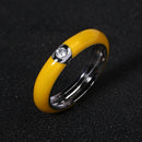 10 Colors Simple Style Enamel Ring Paved With Shiny Cubic Zircon Stone Fashion Wed Engage Ring For Women