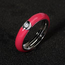 10 Colors Simple Style Enamel Ring Paved With Shiny Cubic Zircon Stone Fashion Wed Engage Ring For Women