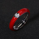 10 Colors Simple Style Enamel Ring Paved With Shiny Cubic Zircon Stone Fashion Wed Engage Ring For Women