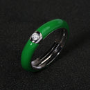 10 Colors Simple Style Enamel Ring Paved With Shiny Cubic Zircon Stone Fashion Wed Engage Ring For Women