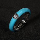 10 Colors Simple Style Enamel Ring Paved With Shiny Cubic Zircon Stone Fashion Wed Engage Ring For Women