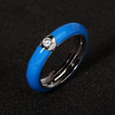 10 Colors Simple Style Enamel Ring Paved With Shiny Cubic Zircon Stone Fashion Wed Engage Ring For Women