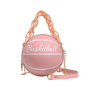 1Pcs Ball Purses For Teenagers Women Shoulder Bags Crossbody Chain Hand Bags Personality Female Leather Pink Basketball Bag