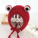 Solid color Cartoon frog knitted hat winter warm hat Skullies cap beanie hat for kid boy and girl 75