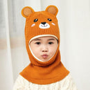 Doitbest 2 to 6 years old Boy girl Beanie Protect neck Cartoon animal Windproof Winter Child knit hat kids girl's Earflap Caps