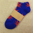 1 Pair Fashion Men Socks Cotton Weed Colorful Male Soft Breathable Short Ankle Socks Maple Leaf Casual Socks Sox Calcetines