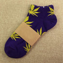 1 Pair Fashion Men Socks Cotton Weed Colorful Male Soft Breathable Short Ankle Socks Maple Leaf Casual Socks Sox Calcetines