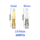 100Pcs/lot 2.8/4.8/6.3mm Female and male Crimp Terminal Connector Gold Brass/Silver Car Speaker Electric Wire Connectors Set