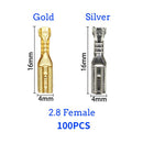 100Pcs/lot 2.8/4.8/6.3mm Female and male Crimp Terminal Connector Gold Brass/Silver Car Speaker Electric Wire Connectors Set