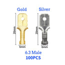 100Pcs/lot 2.8/4.8/6.3mm Female and male Crimp Terminal Connector Gold Brass/Silver Car Speaker Electric Wire Connectors Set