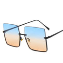 2020 Metal Semi-rimless Sunglasses Women Retro Oversized Square Sun Glasses Men Fashion Half Metal Frame Streetwear Eyewear UV