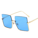 2020 Metal Semi-rimless Sunglasses Women Retro Oversized Square Sun Glasses Men Fashion Half Metal Frame Streetwear Eyewear UV
