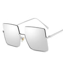2020 Metal Semi-rimless Sunglasses Women Retro Oversized Square Sun Glasses Men Fashion Half Metal Frame Streetwear Eyewear UV