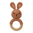 1pc Wooden Crochet Bunny Rattle Toy BPA Free Wood Ring Baby Teether Rodent Baby Gym Mobile Rattles Newborn Educational Toys