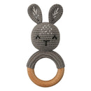 1pc Wooden Crochet Bunny Rattle Toy BPA Free Wood Ring Baby Teether Rodent Baby Gym Mobile Rattles Newborn Educational Toys