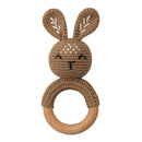1pc Wooden Crochet Bunny Rattle Toy BPA Free Wood Ring Baby Teether Rodent Baby Gym Mobile Rattles Newborn Educational Toys