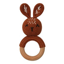 1pc Wooden Crochet Bunny Rattle Toy BPA Free Wood Ring Baby Teether Rodent Baby Gym Mobile Rattles Newborn Educational Toys