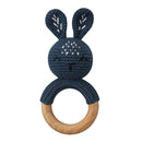 1pc Wooden Crochet Bunny Rattle Toy BPA Free Wood Ring Baby Teether Rodent Baby Gym Mobile Rattles Newborn Educational Toys