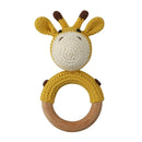 1pc Wooden Crochet Bunny Rattle Toy BPA Free Wood Ring Baby Teether Rodent Baby Gym Mobile Rattles Newborn Educational Toys
