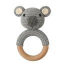 1pc Wooden Crochet Bunny Rattle Toy BPA Free Wood Ring Baby Teether Rodent Baby Gym Mobile Rattles Newborn Educational Toys