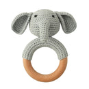1pc Wooden Crochet Bunny Rattle Toy BPA Free Wood Ring Baby Teether Rodent Baby Gym Mobile Rattles Newborn Educational Toys