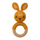 1pc Wooden Crochet Bunny Rattle Toy BPA Free Wood Ring Baby Teether Rodent Baby Gym Mobile Rattles Newborn Educational Toys