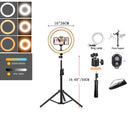 10in LED Selfie Ring Light Photography RingLight Phone Stand Holder Tripod Circle Fill Light Dimmable Lamp Trepied Makeup
