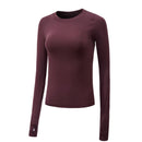 SALSPOR Sexy Women Solid Printing Sport Shirts Solid Color High Elastic Gym Yoga Top Running Breathable Long sleeve T-Shirts Top