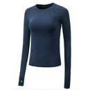 SALSPOR Sexy Women Solid Printing Sport Shirts Solid Color High Elastic Gym Yoga Top Running Breathable Long sleeve T-Shirts Top
