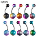 1-10PCs Colorful Acrylic Belly Bars Pircing Navel Ring Stud Women Piercing Belly Button Surgical Steel Post Sexy Piercings 14G