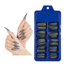 100pcs Long Stiletto Artificial Fake Nails Black Full Cover Impress Press On Nails False Tips Fingernails Woman Manicure