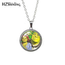 2020 Antique Necklace Cartoon Shrek Glass Cabochon Necklace Retro Pendants Jewelry