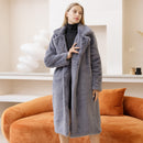 2021 New Women Winter Warm Faux Fur Coat Thick Women Long Coat Turn Down Collar Women Warm Coat Casaco Feminino