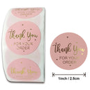 Thank You Stickers Labels Seals Thank You for Supporting My Small Business Stickers Roll Round Kraft Pink Black Labels For Shop