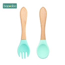 2pc Baby Silicone Spoon Feeding Set Kid Dishes Toddlers Infant Feeding Accessories Spoon Silicone Tableware Children's Goods