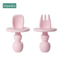 2pc Baby Silicone Spoon Feeding Set Kid Dishes Toddlers Infant Feeding Accessories Spoon Silicone Tableware Children's Goods