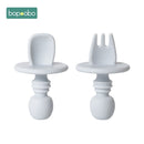 2pc Baby Silicone Spoon Feeding Set Kid Dishes Toddlers Infant Feeding Accessories Spoon Silicone Tableware Children's Goods